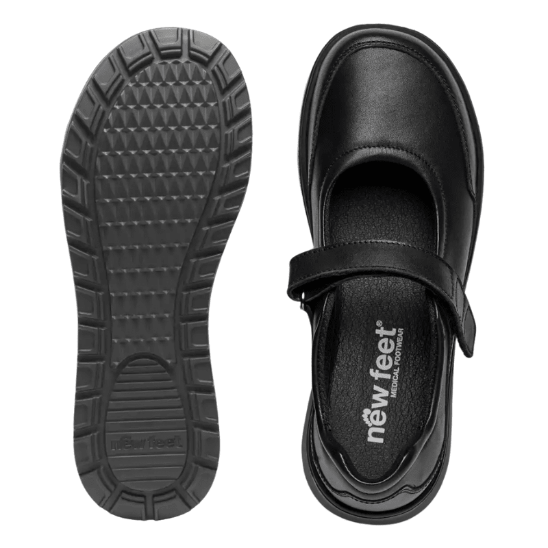 New Feet ballerina med velcro - Sort