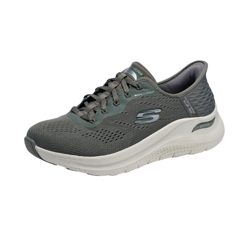 Skechers vattentät slip-in damsneaker - Oliv