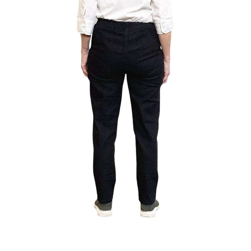 Dambyxor med resår i midjan - Svart denim