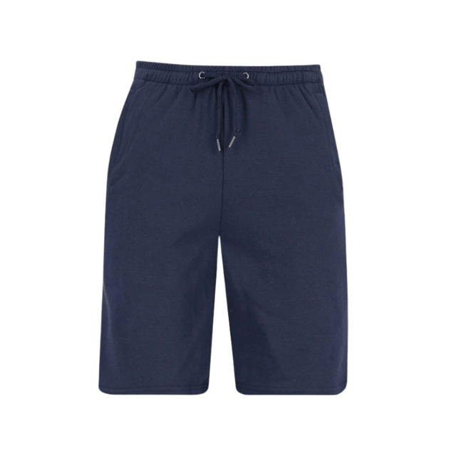 Marinblå knälånga shorts från Hajo med resår och dragsko i midjan, samt två framfickor