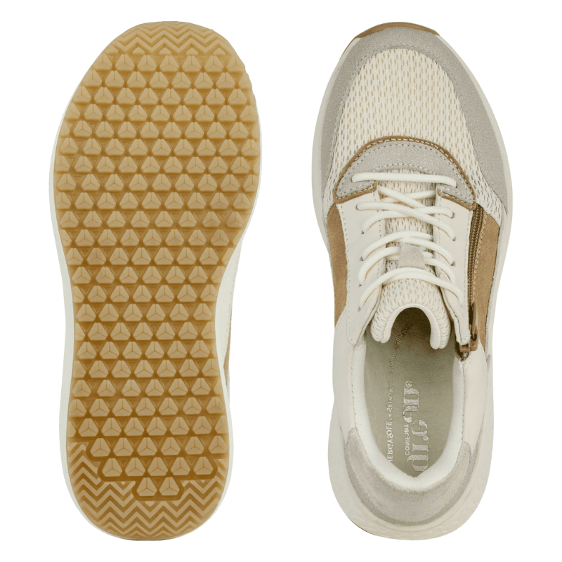Green Comfort damsneaker sedd uppifrån och en halkhämmande sula med mönster