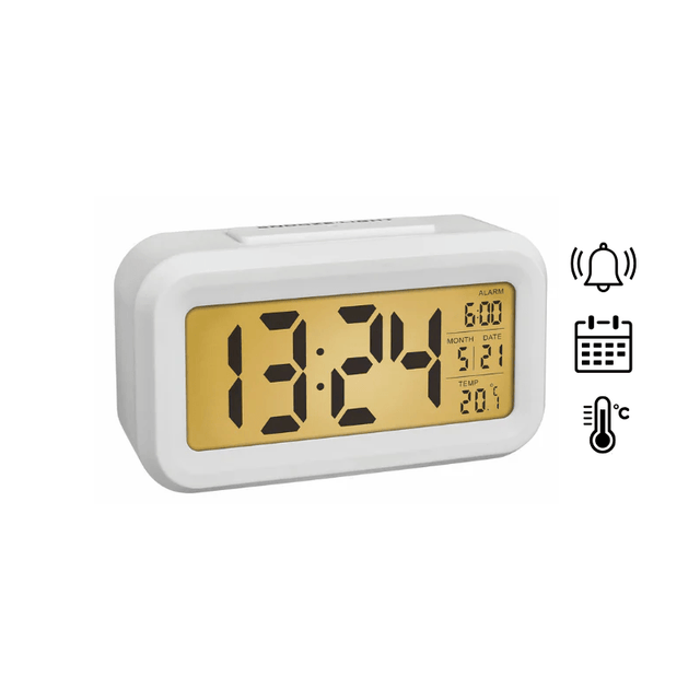 Vækkeur med blidt natlys - Hvid