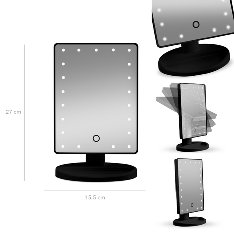 Sminkspegel med ljus - Svart