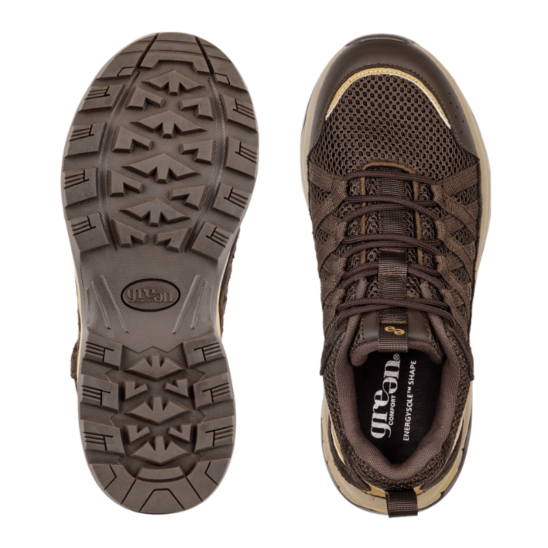 Brun Green Comfort damsneaker sedd uppifrån med synlig sula och ovansida med EnergySole™ innersula