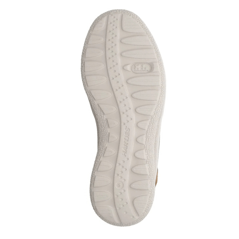 Yttersulan på en Hartjes damsneaker, med halksäkert mönster och logotypen Hartjes