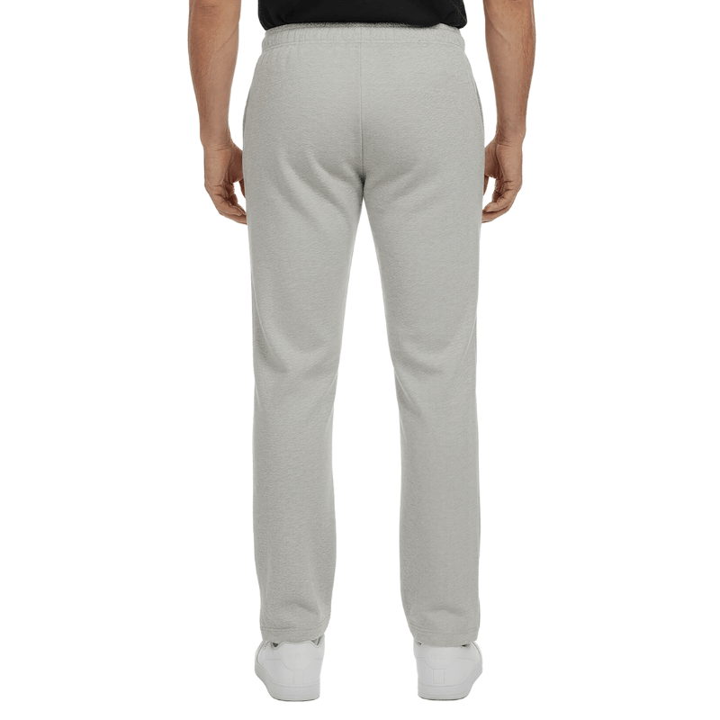 Grå sweatpants sedda bakifrån på en person, visar den enkla designen