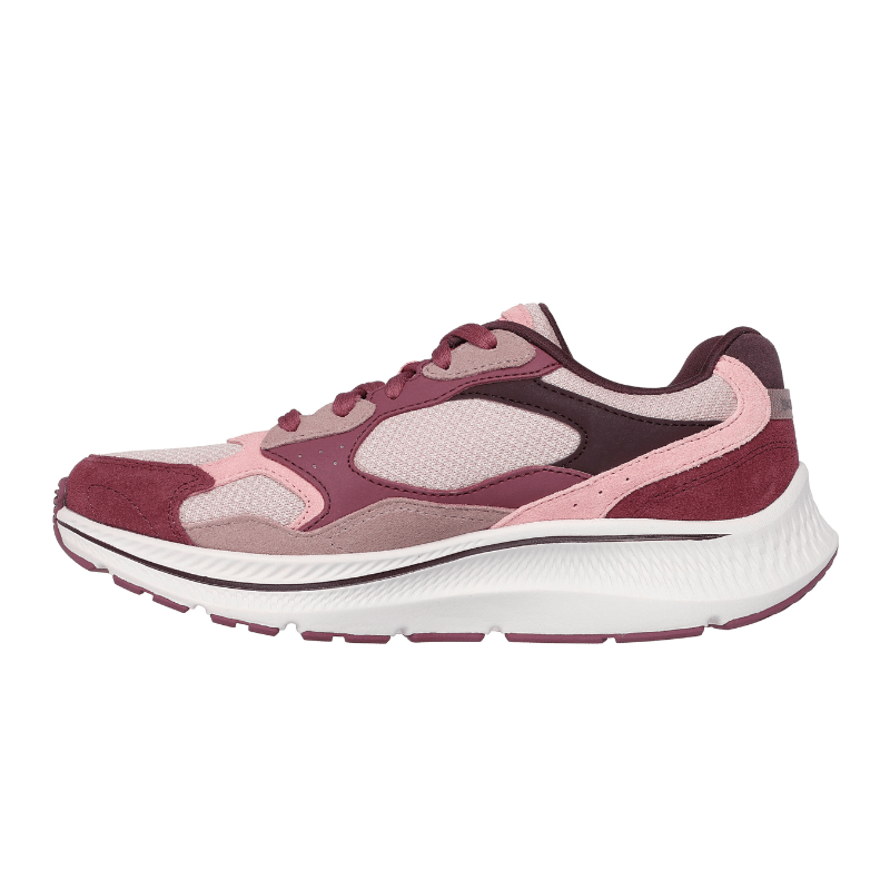 Elegant rosa Skechers sportsko för damer i mesh och mocka, med en bekväm vit sula