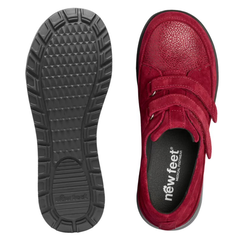 New Feet damsko med kardborre - Mörkröd