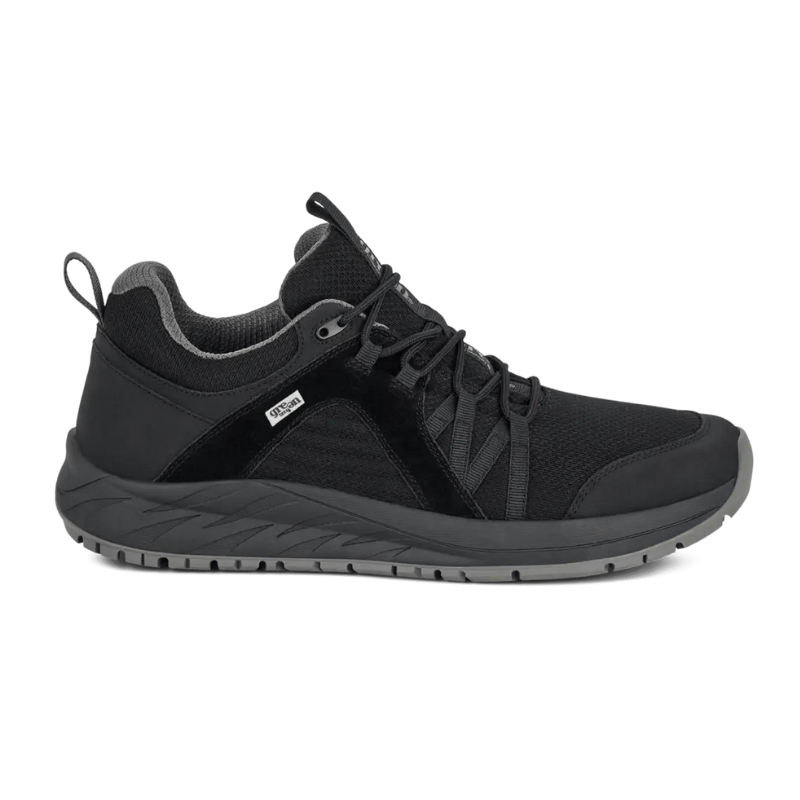 Sort Green Comfort outdoor herresneaker i mesh og skind med elastiske snørebånd, set fra siden