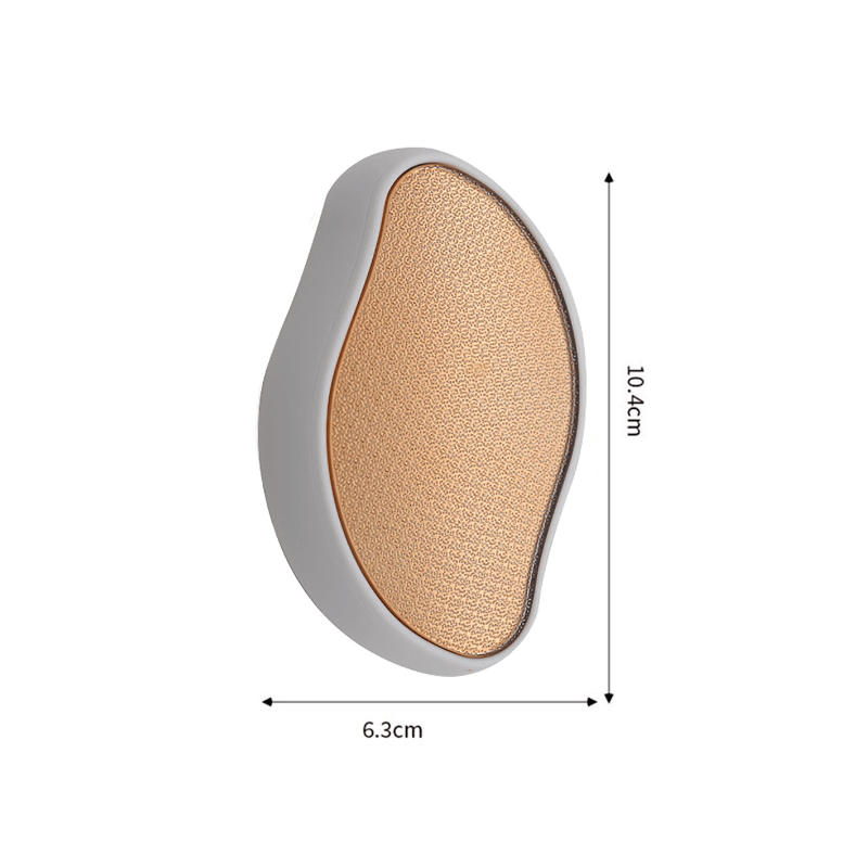 Fotfil i nanoglas med måttangivelser för längd 10,4 cm och bredd 6,3 cm, mot vit bakgrund