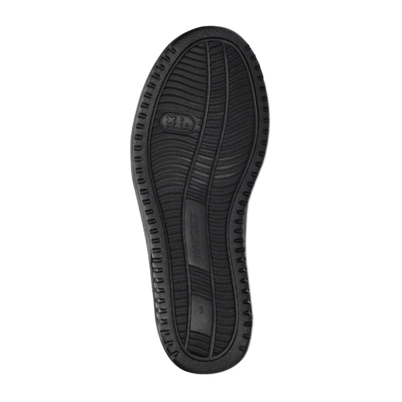 Svart damsneaker från Hartjes, undersida med halkfri gummisula och Hartjes-text