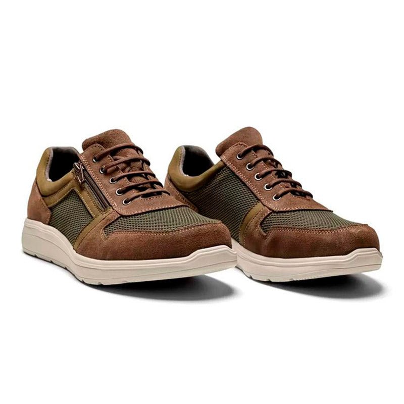 New Feet snörsko med dragkedja - Grön/Brun