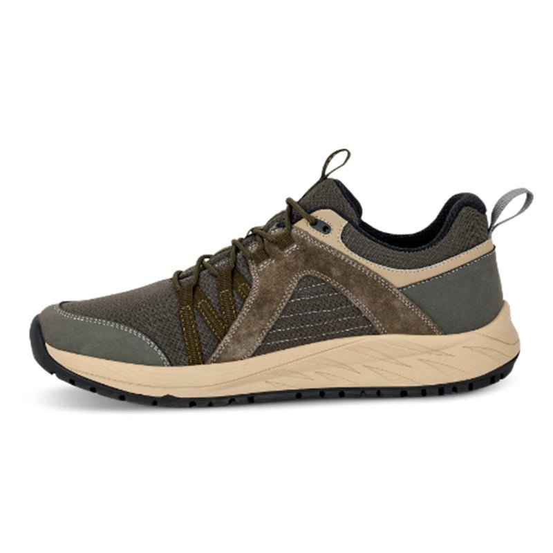 Grå Green Comfort outdoor sko til herrer med beige sål og tekstil, set fra den anden side