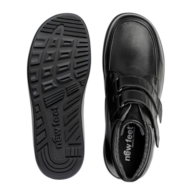 New Feet lav herrestøvle - Sort læder - Seniorshop