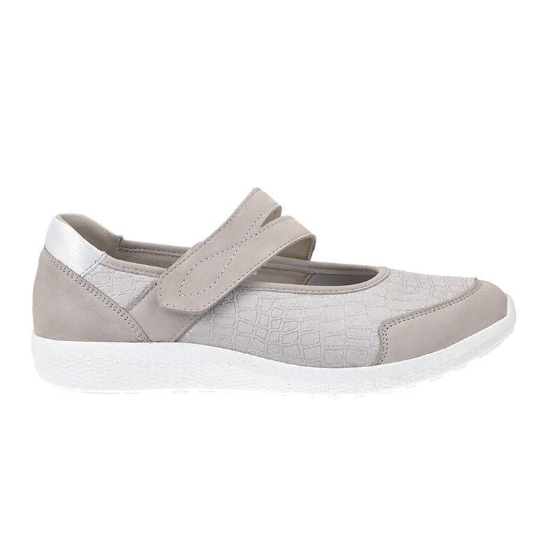 Waldläufer ballerina med velcro - Lys grå - Seniorshop