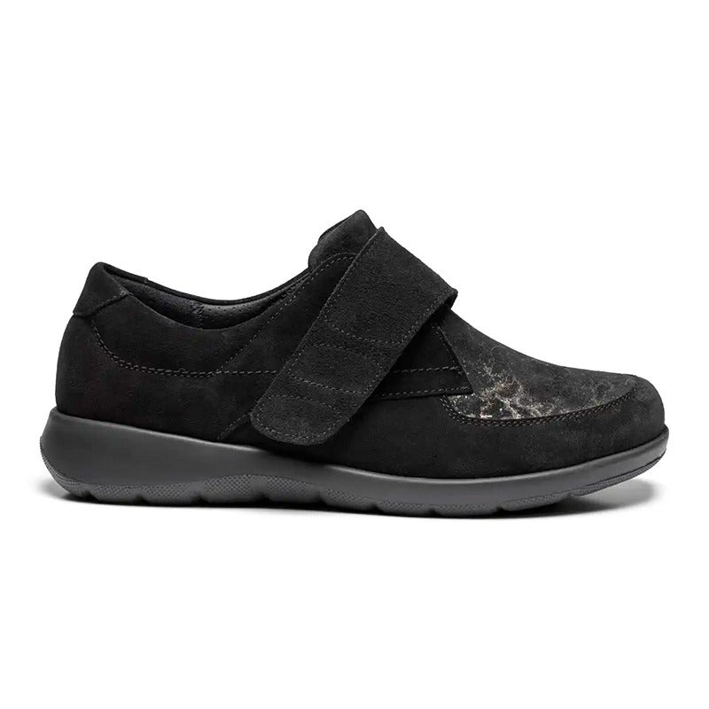 New Feet damesko med velcrorem - Sort - Seniorshop