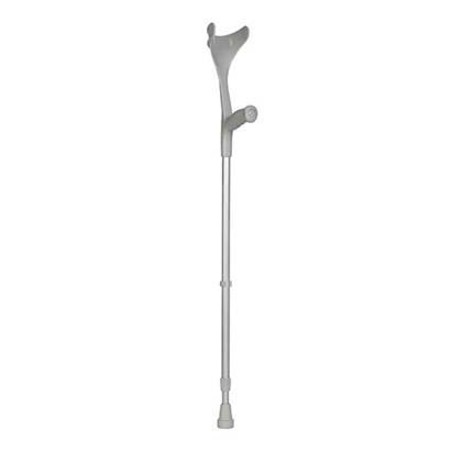 En grå Kowsky krycka i aluminium med justerbar höjd och mjukt ergonomiskt handtag