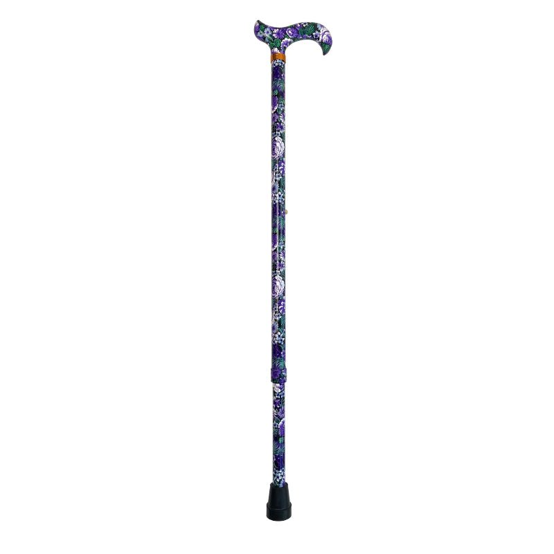 Käpp med justerbar höjd - Lila blommor