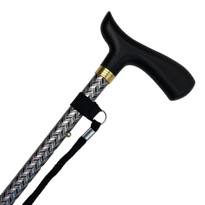 Sammenklappelig stok - Sort/gråt mønster - Seniorshop