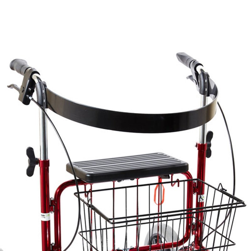 Carl Oscar rollator set oppefra med sort rygstøtte, sæde og den sorte trådkurv