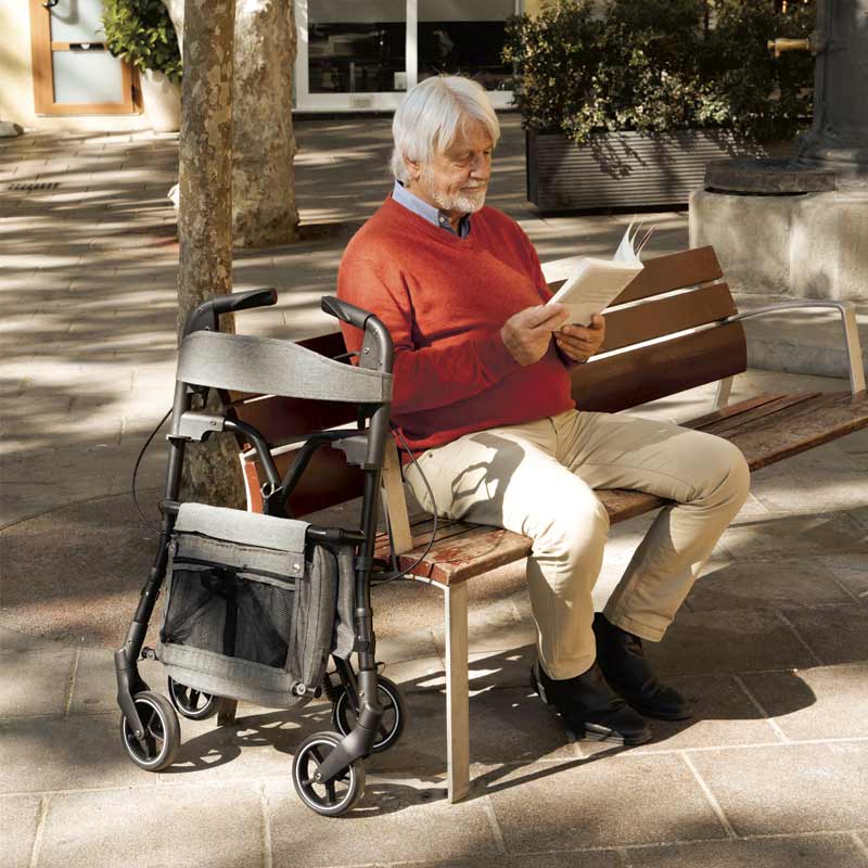 W4 rollator / indkøbsvogn - Blå - Seniorshop