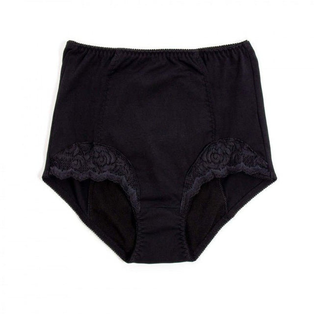 Inkontinens trusse med blonde - Sort - Seniorshop