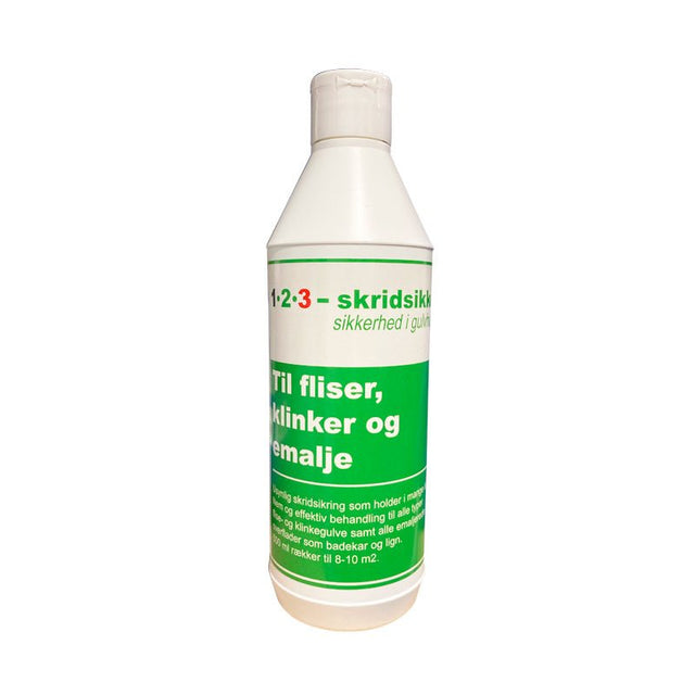 Vit flaska med Osynligt halkskydd för kakel och klinker, 500 ml, med grön etikett