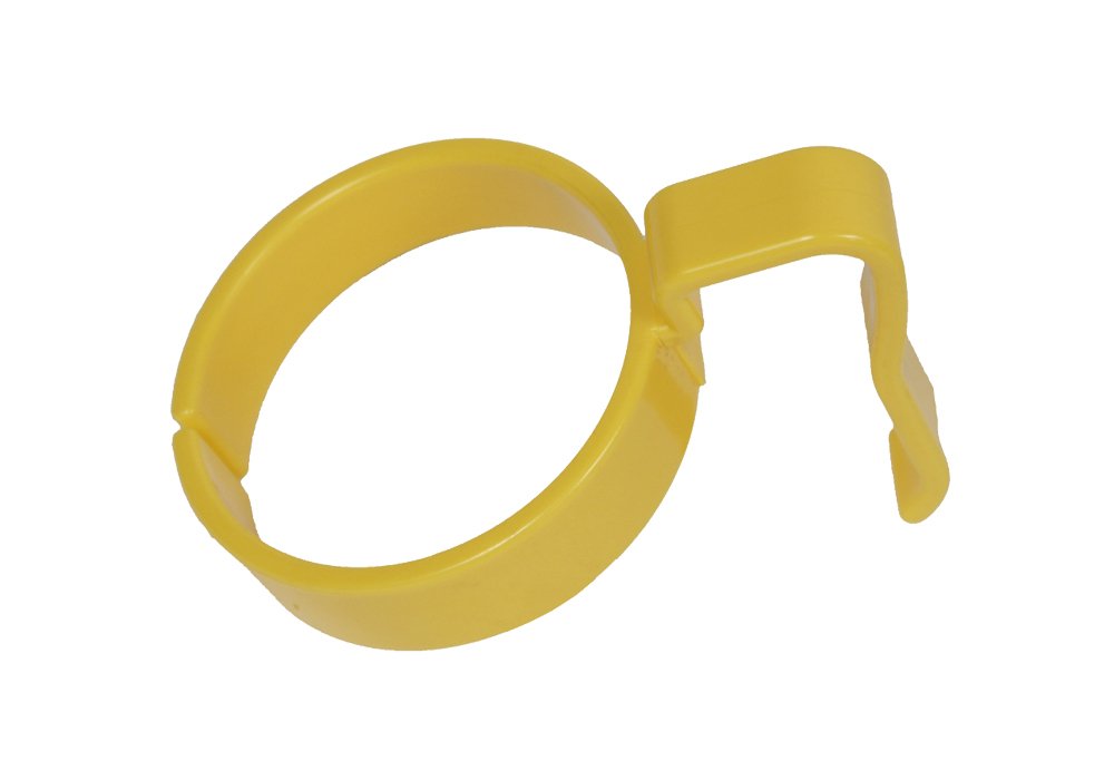 Gult ergonomiskt handtag till dricksglas, format som en ring med fäste