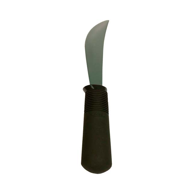 En Big-Grips kniv med böjt blad och ett tjockt, svart anti-slip handtag