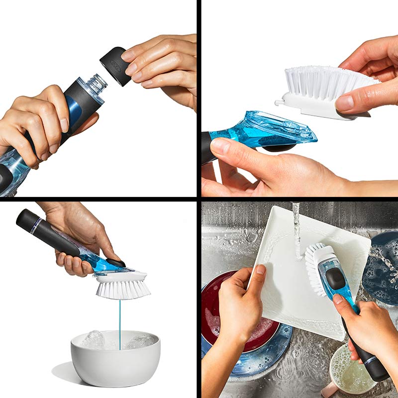 Diskborste med tvåldispenser