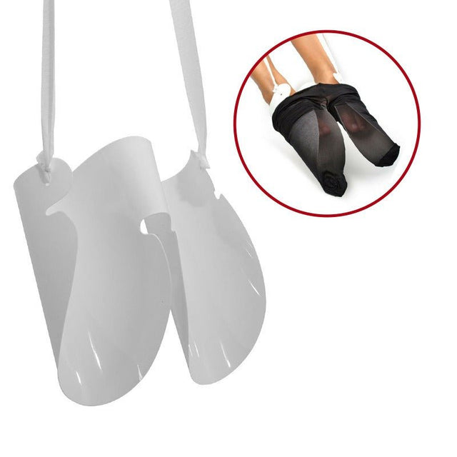 Dubbel strumppådragare med snören