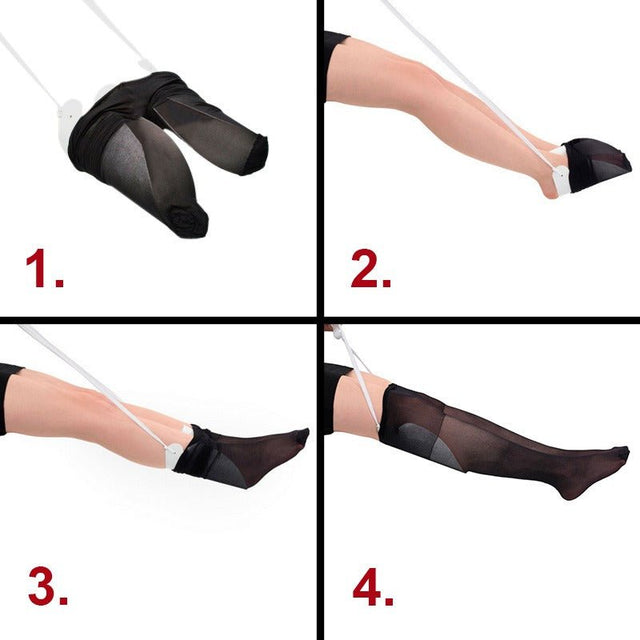 Dubbel strumppådragare med snören