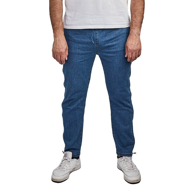 Jeans med lynlås i siden - Blå - Seniorshop