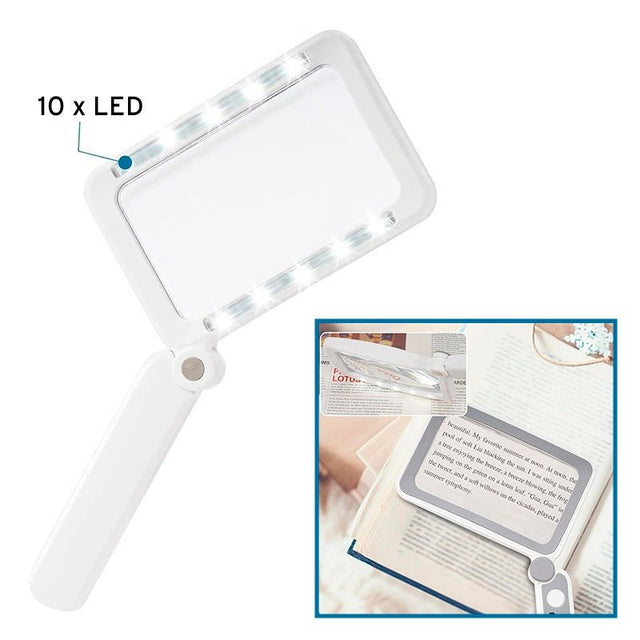 Hopfällbar läslupp med LED-belysning - 4x förstoring