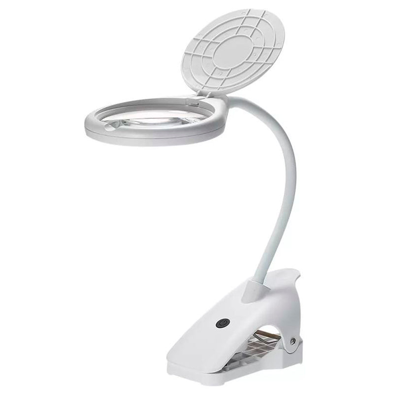 Bordslampa med lupp - Vit