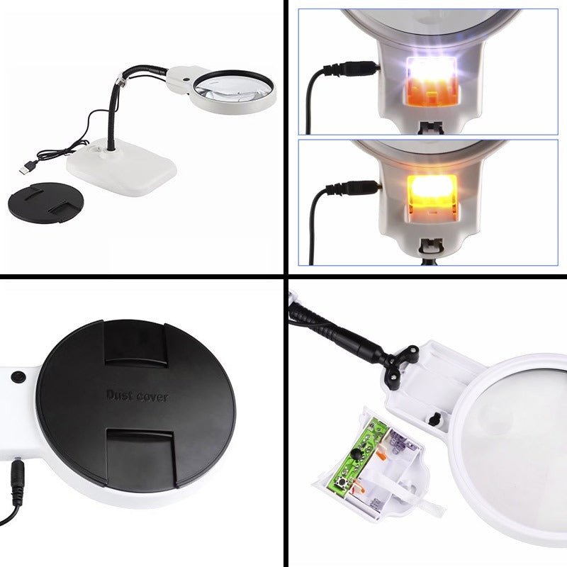 Flexibel bordslupp med LED - 2x/6x förstoring