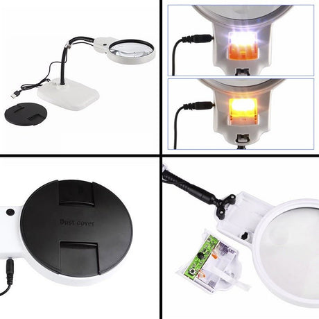 Flexibel bordslupp med LED - 2x/6x förstoring
