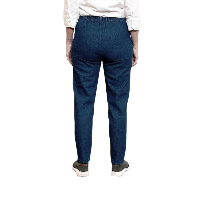 Dambyxor med resår i midjan, Mörk denim
