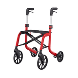 Letvægts rød Samba rollator med sort sæde, set forfra og uden tilbehør