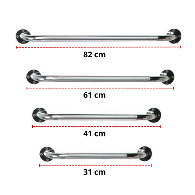 Stödhandtag i krom - Flera storlekar