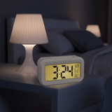 Vækkeur med LCD display - Hvid