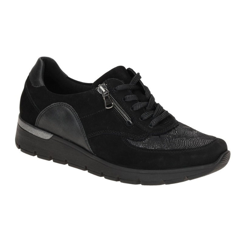 Waldläufer bred damsneaker - Svart