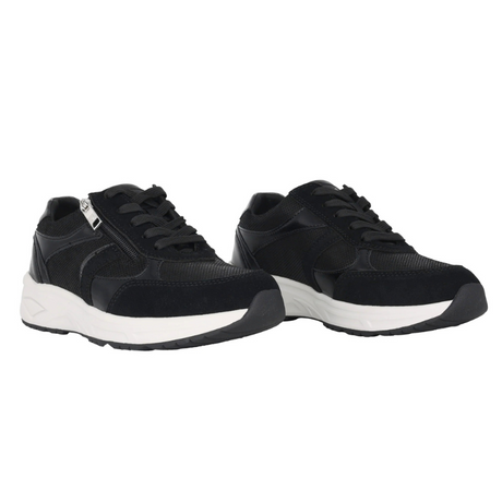 Waldläufer bred damsneaker - Svart läder