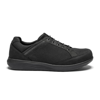Sort New Feet herresko i nubuck og mesh, set fra siden med snørebånd