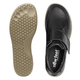 New Feet damesko med velcro - Sort læder