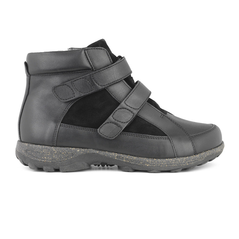 Svart damstövel med kardborreband, New Feet