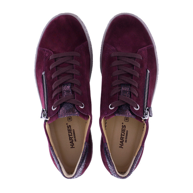 Sneaker med platåsula, Bordeaux, Hartjes