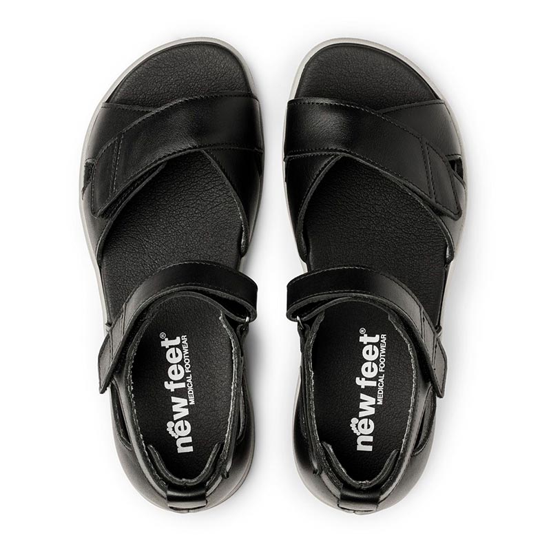 New Feet damsandal i läder, Svart