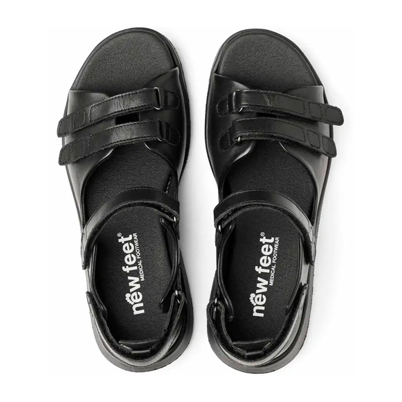 New Feet damsandal i skinn, Svart