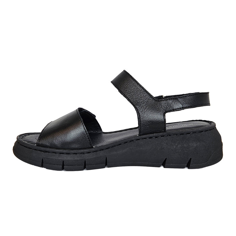 Damsandal med kilklack, Svart, Relaxshoe
